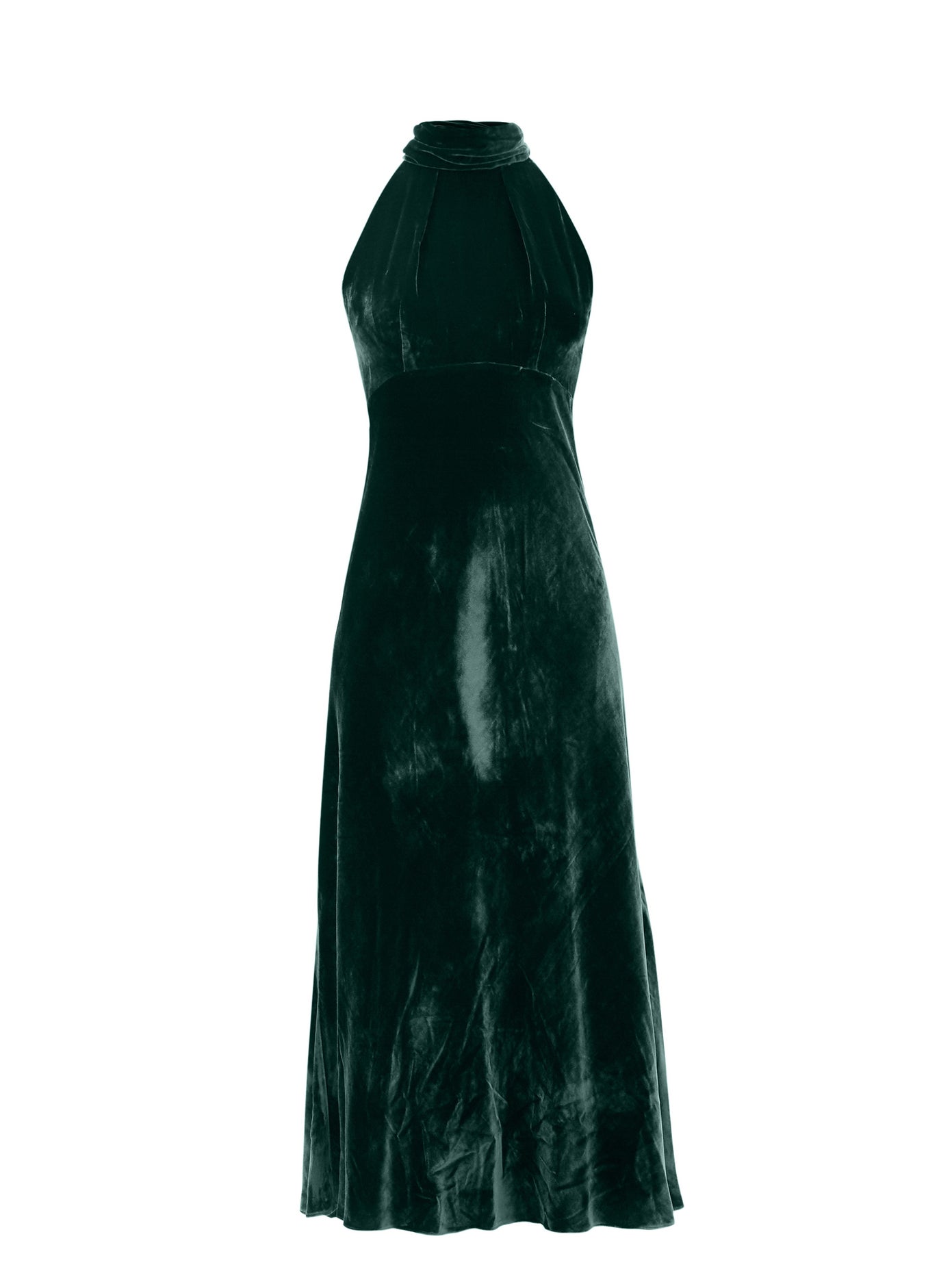 SALONI Michelle Halterneck Velvet Midi Dress | endource