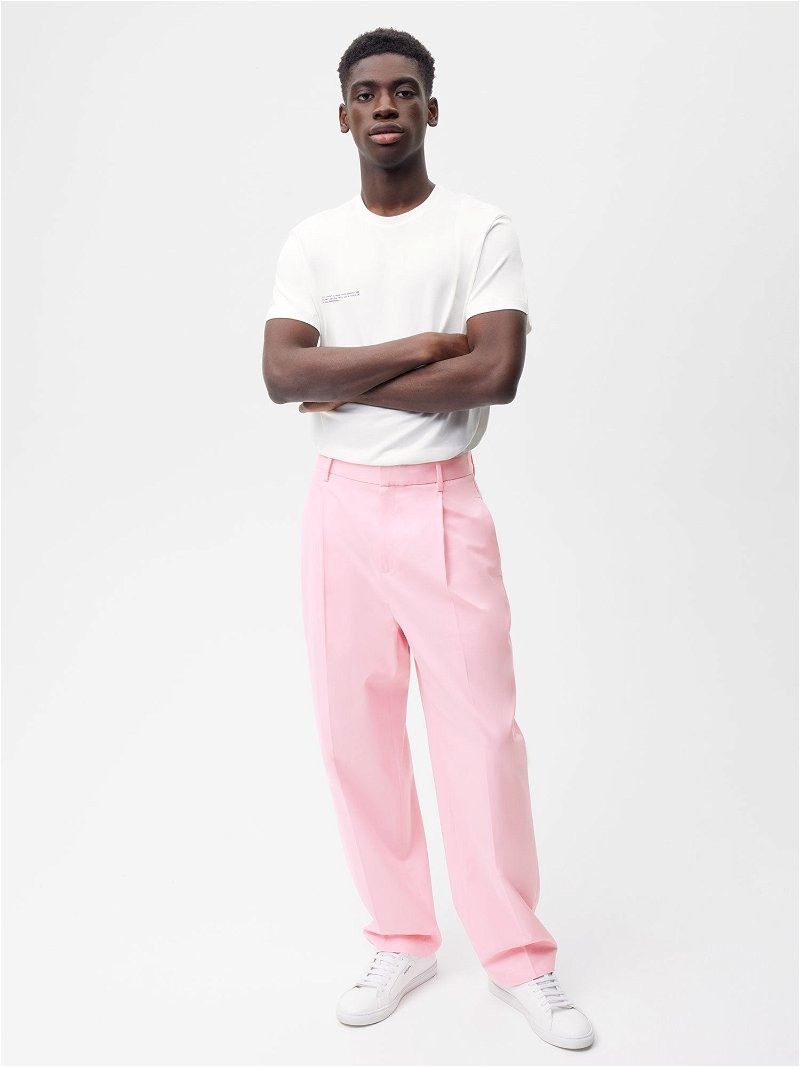 PANGAIA Organic Cotton Tailored Trousers in Sakura Pink