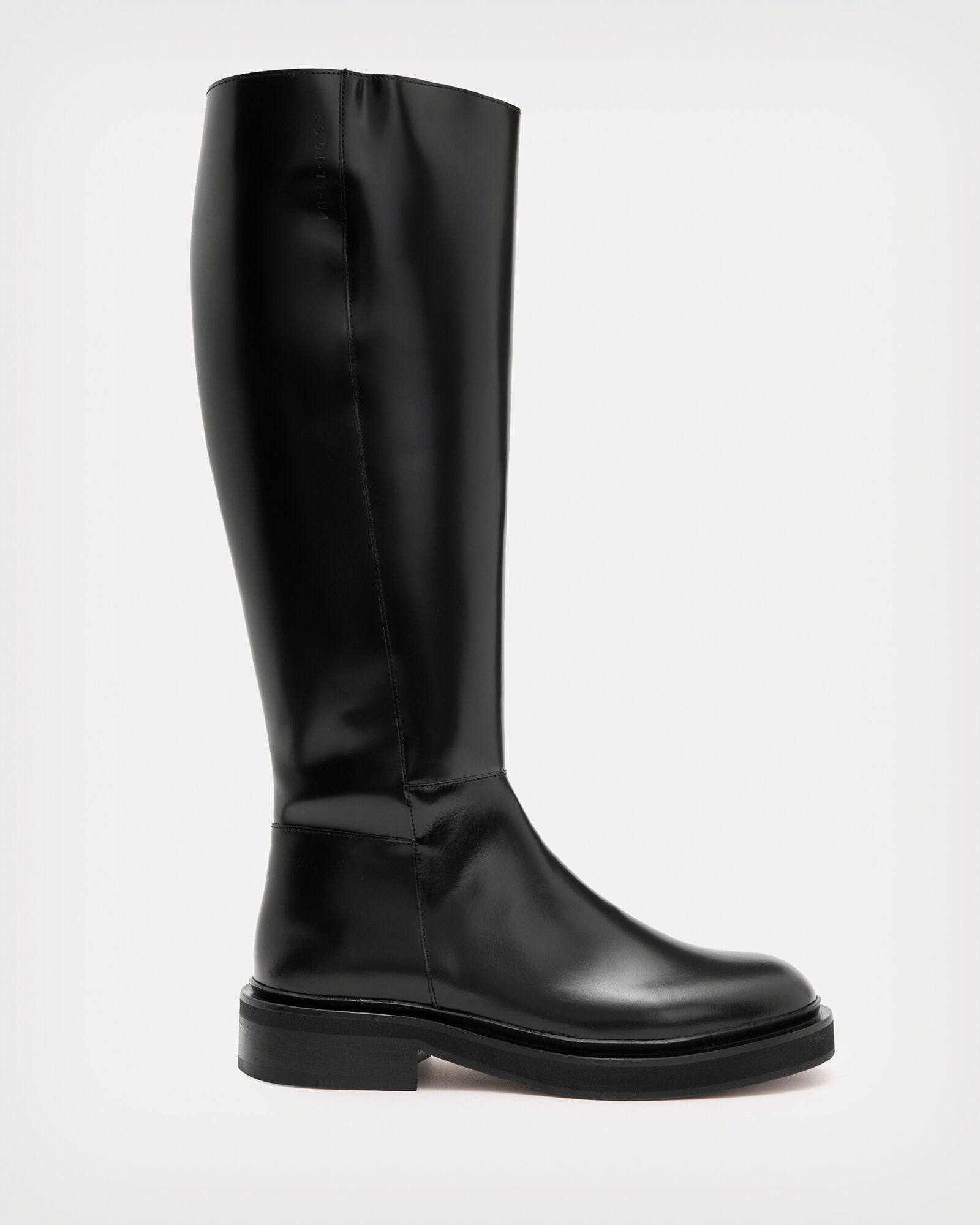 ALLSAINTS Milo Leather Knee High Boots in Black | Endource