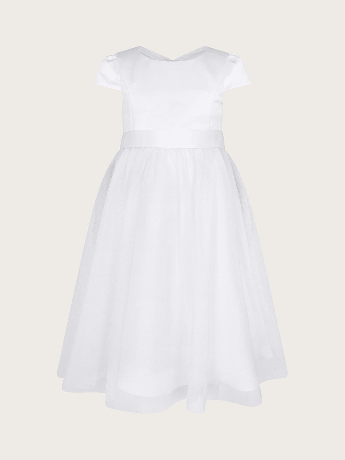 Elegant White Communion Dress with Tulle Skirt main image 1