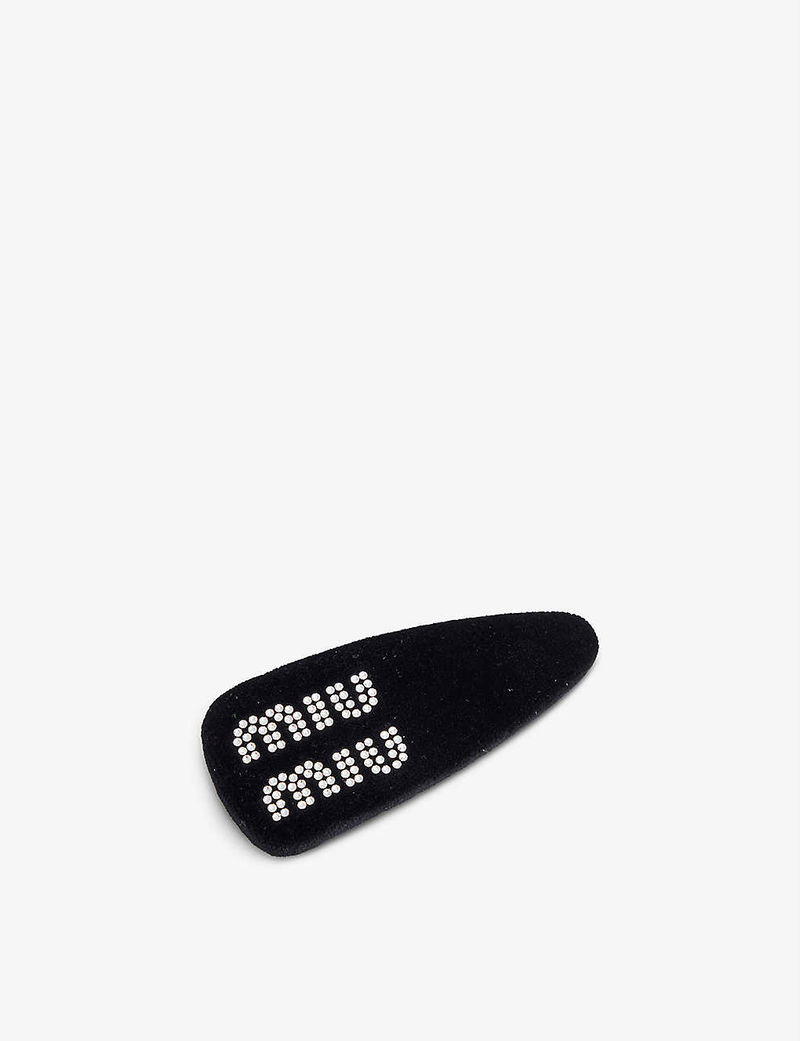 Miu Miu Velvet Hair Clip With Brass Logo Detail - NWT MIU MIU Velvet Ribbon Hair Clip 5IF207 068 F0002 Women main image 3