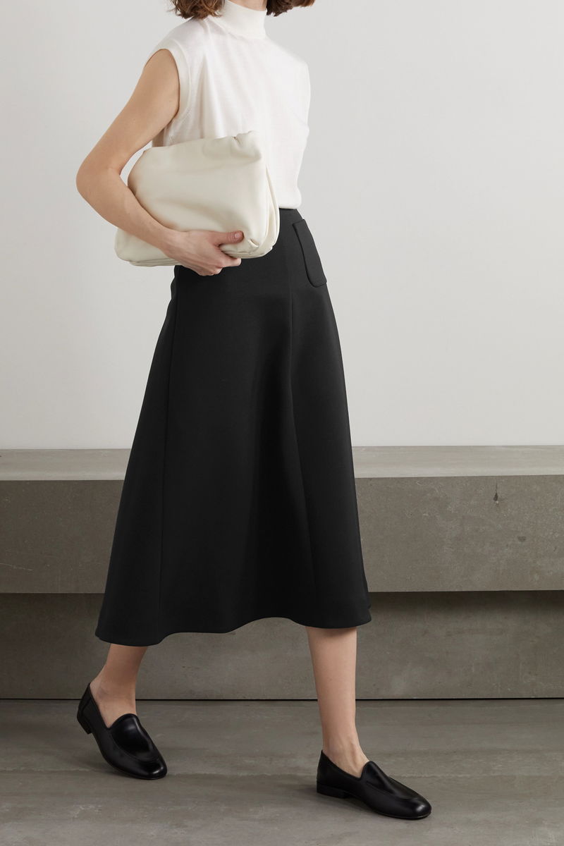 THE ROW Gotzon Scuba Midi Skirt in Black | endource