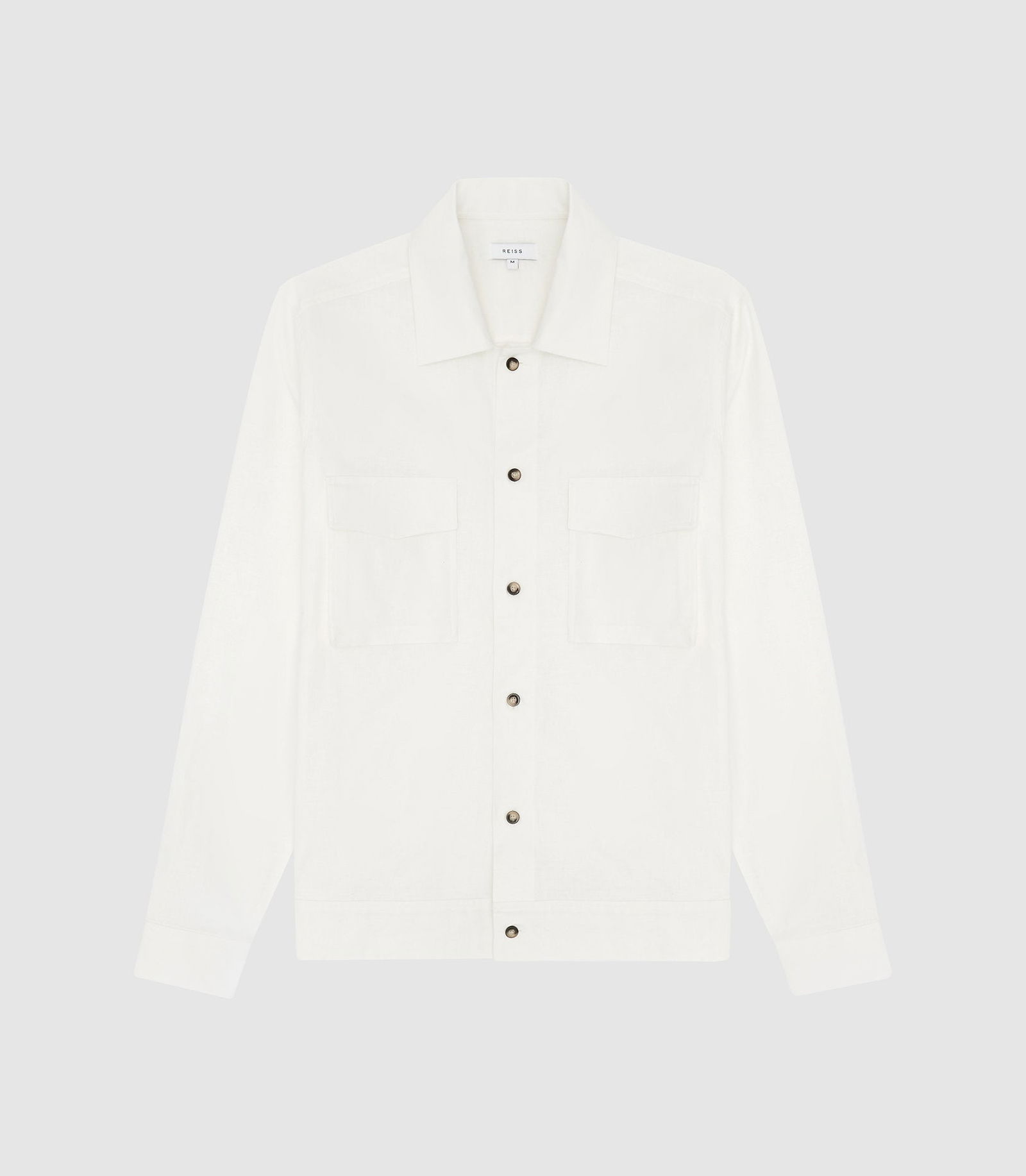 REISS Kimchi Cotton Linen Blend Overshirt in White | Endource