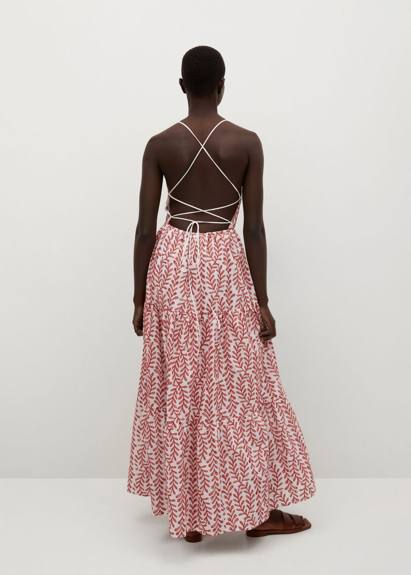 MANGO Embroidered Open Back Dress | endource