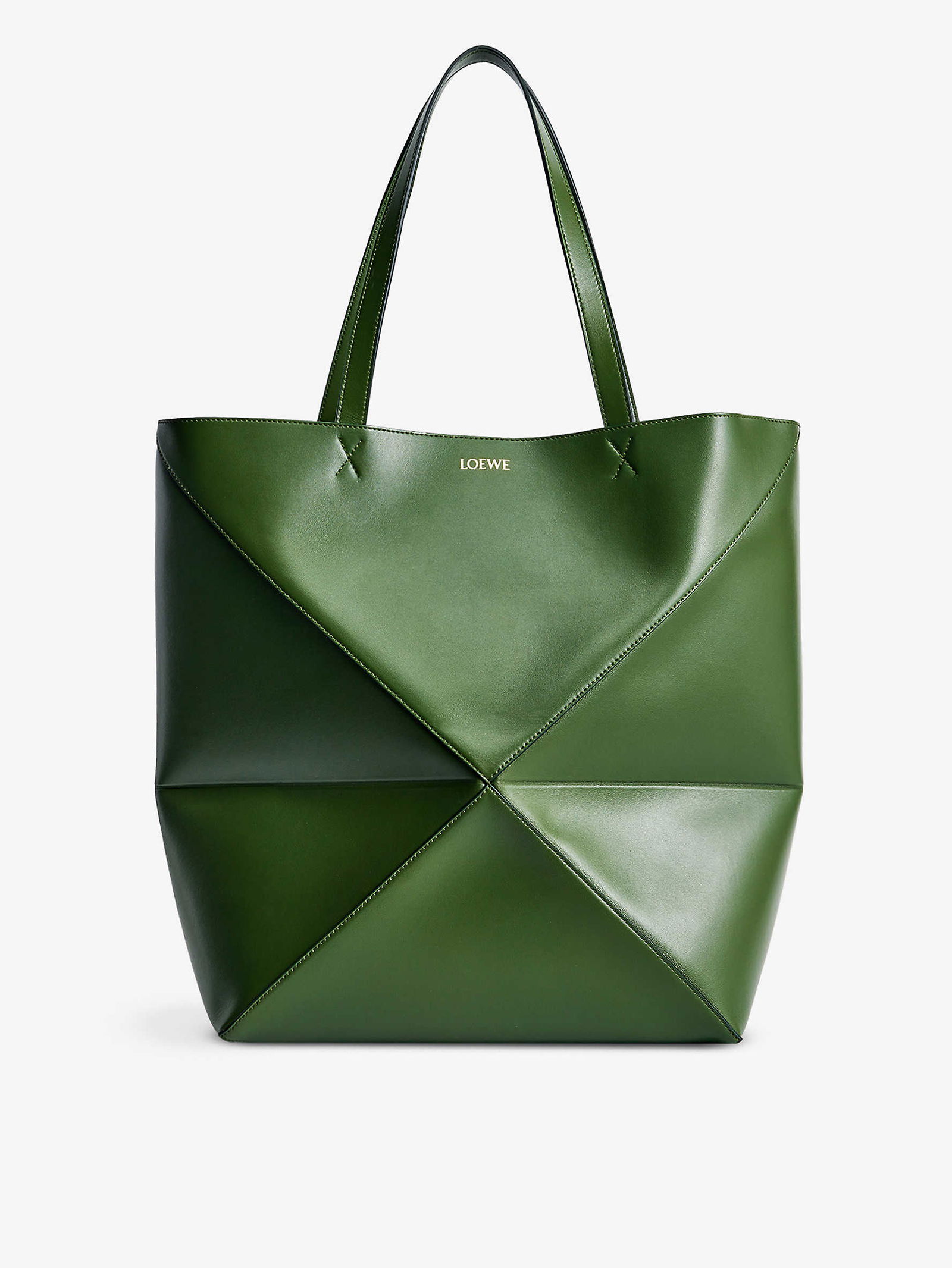 LOEWE Puzzle Large Leather Tote Bag in HUNTER GREEN | Endource