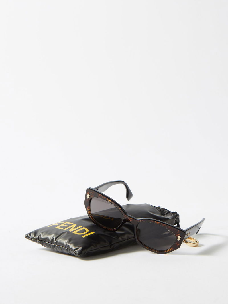 Black Fendigraphy cat-eye logo-print acetate sunglasses