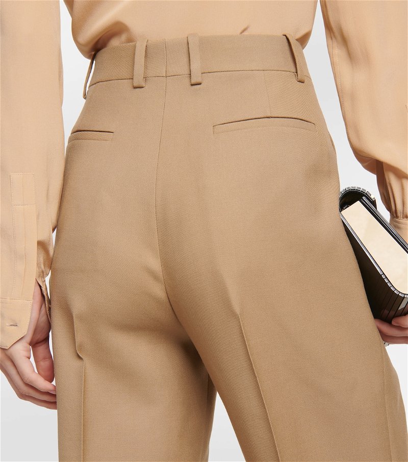 High-rise flared wool pants in brown - Saint Laurent