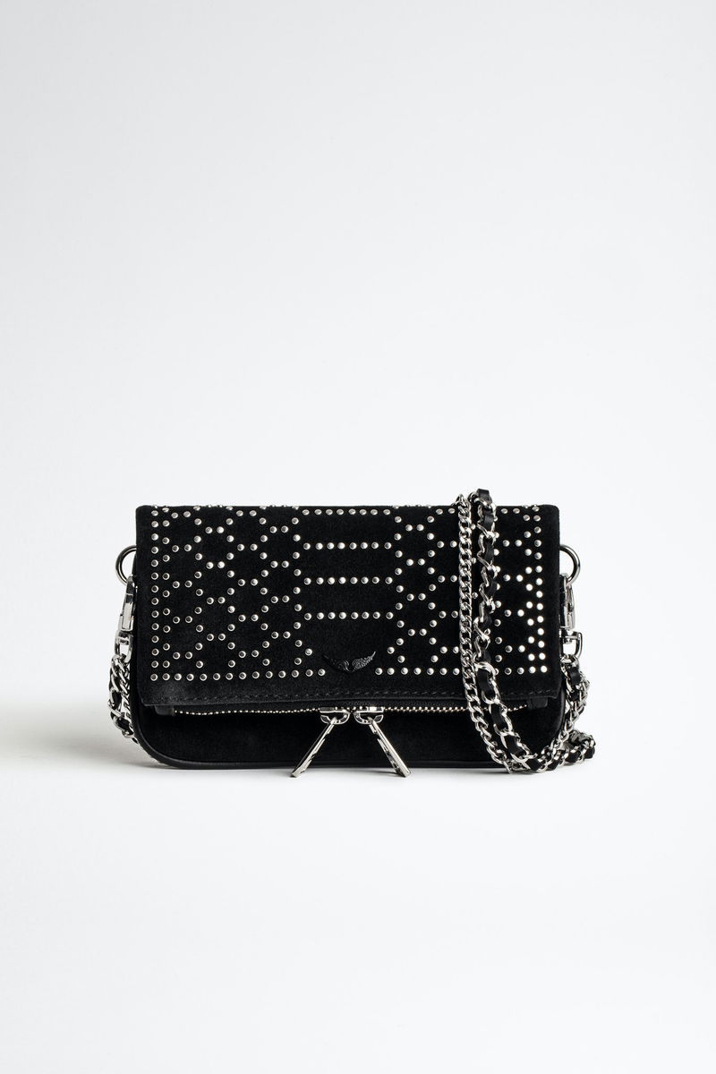 ZADIG & VOLTAIRE Rock Nano Suede Scale Studs Clutch