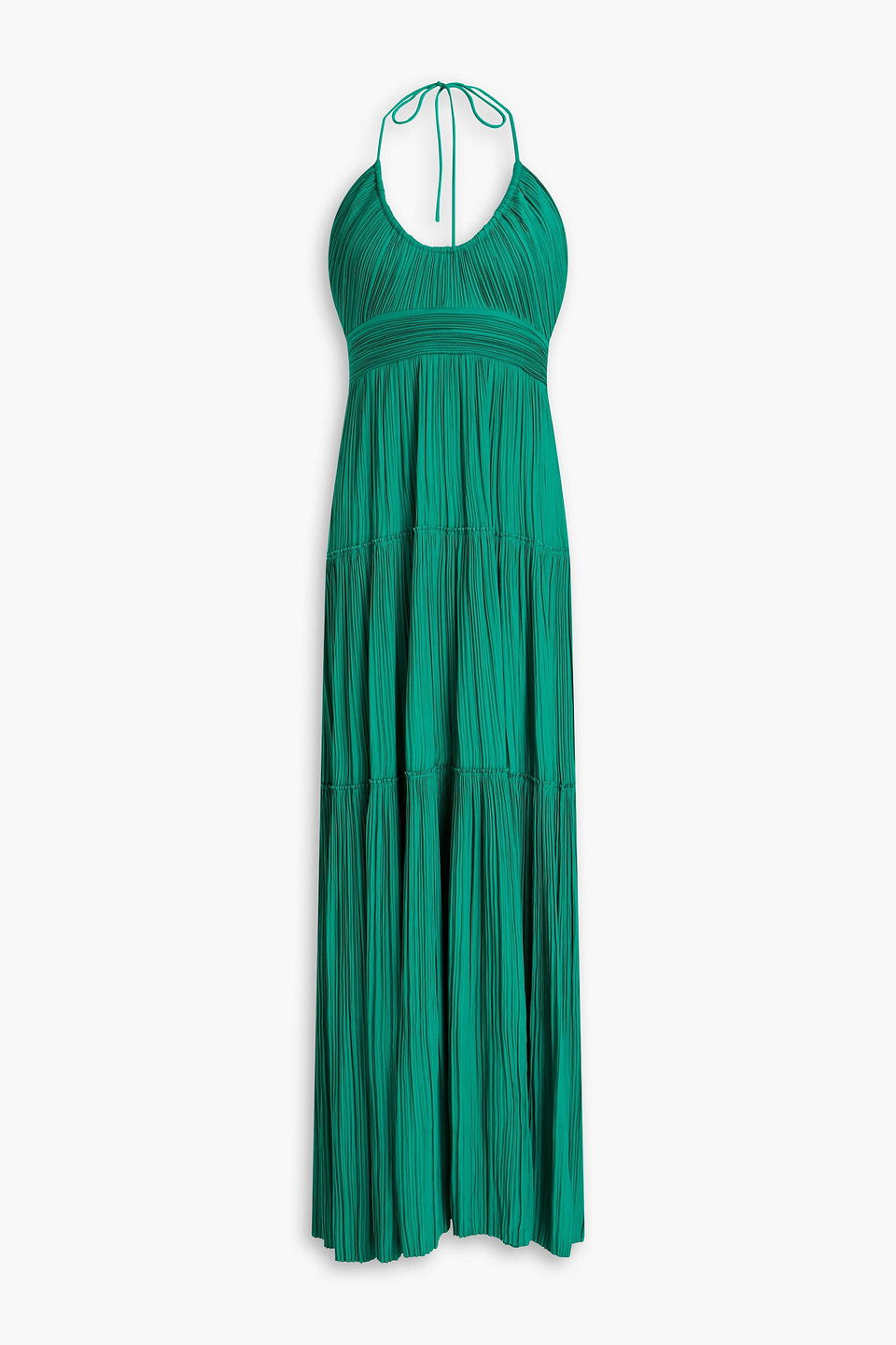 A.L.C. Cecilia Gathered Pliss-Satin Halterneck Maxi Dress | endource