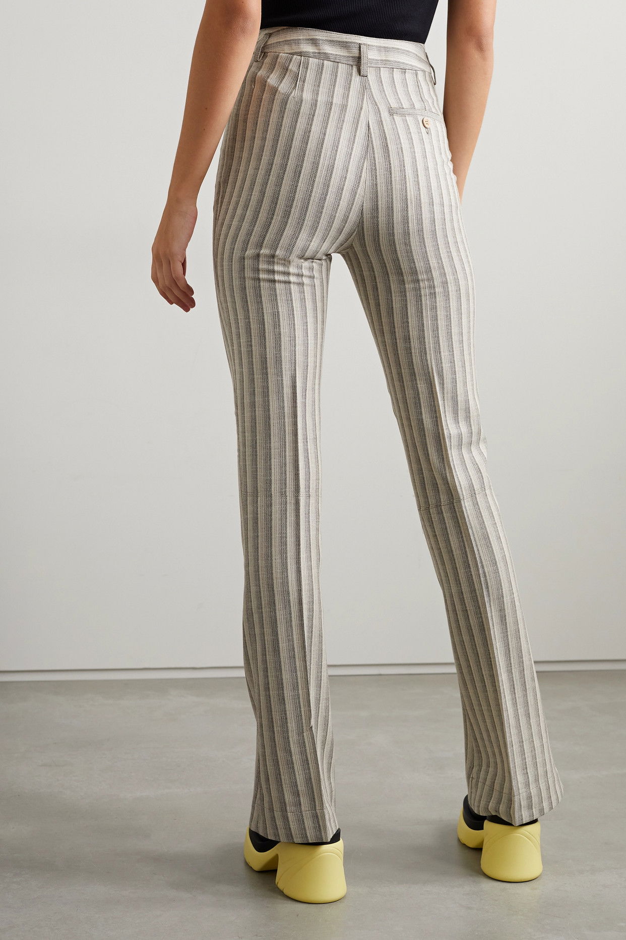 ACNE STUDIOS Striped Wool And Cotton-Blend Flared Pants | endource display picture 1