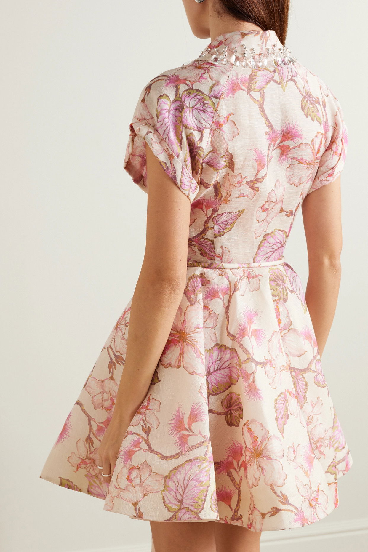 new zimmermann matchmaker pink floral silk linen tie midi dress Zimmermann