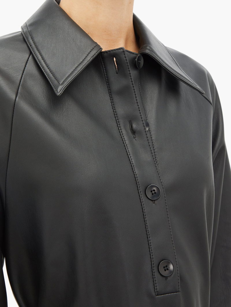 70% off TIBI Belted Faux-Leather Shirt Dress