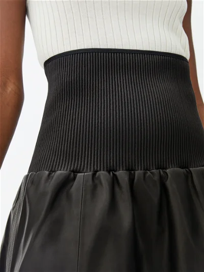 ARKET Flared Leather Skirt in Black | Endource