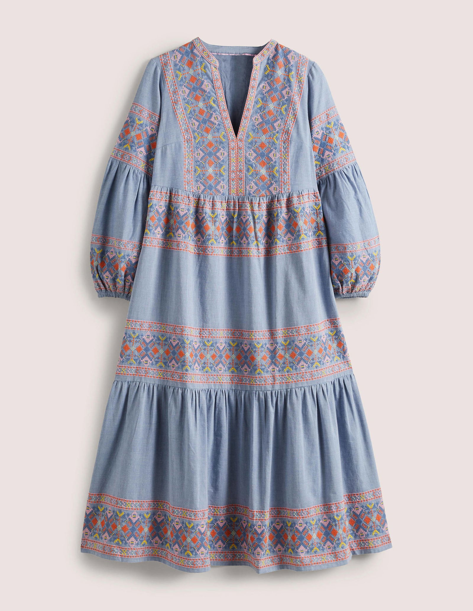 BODEN Tiered Embroidered Maxi Dress | endource