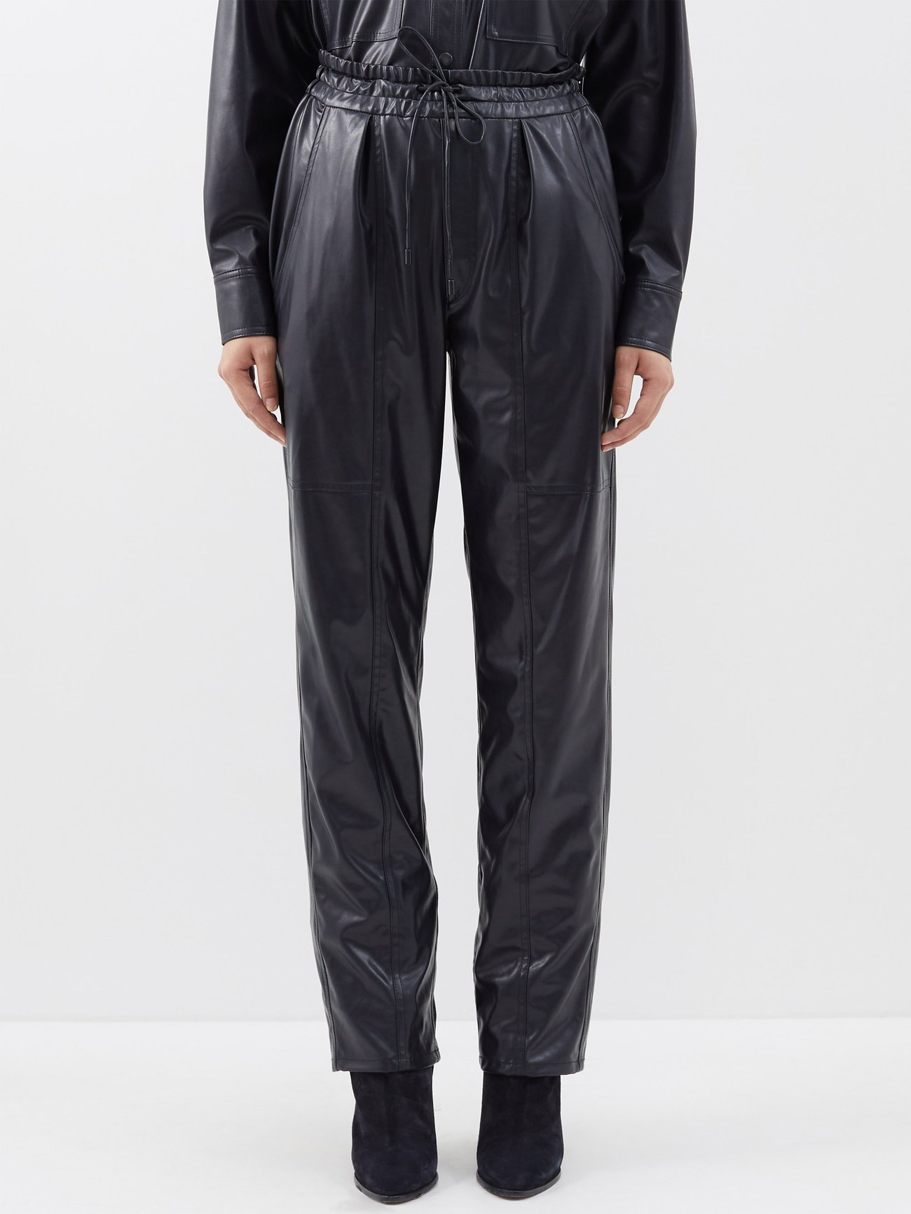 ISABEL MARANT ÉTOILE Brina Faux-Leather Trousers in Black | Endource