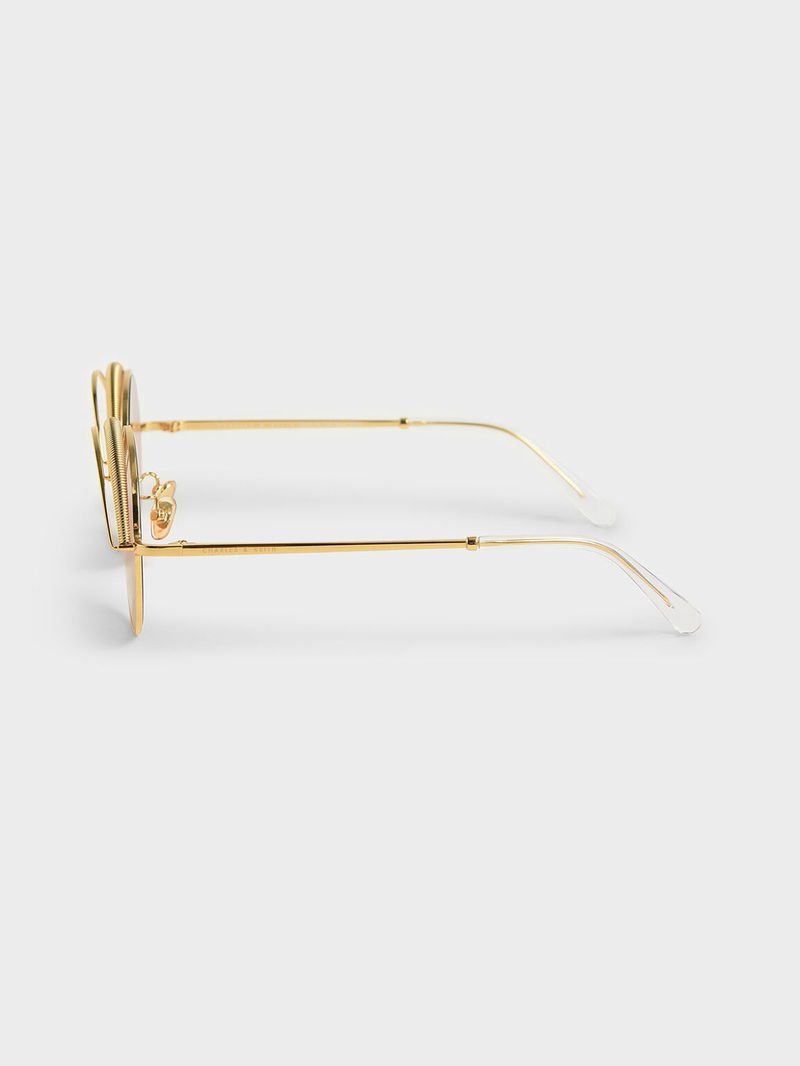 CHARLES KEITH Half Rim Round Sunglasses In Orange Endource charles-keith-half-rim-round-sunglasses-in-orange-endource