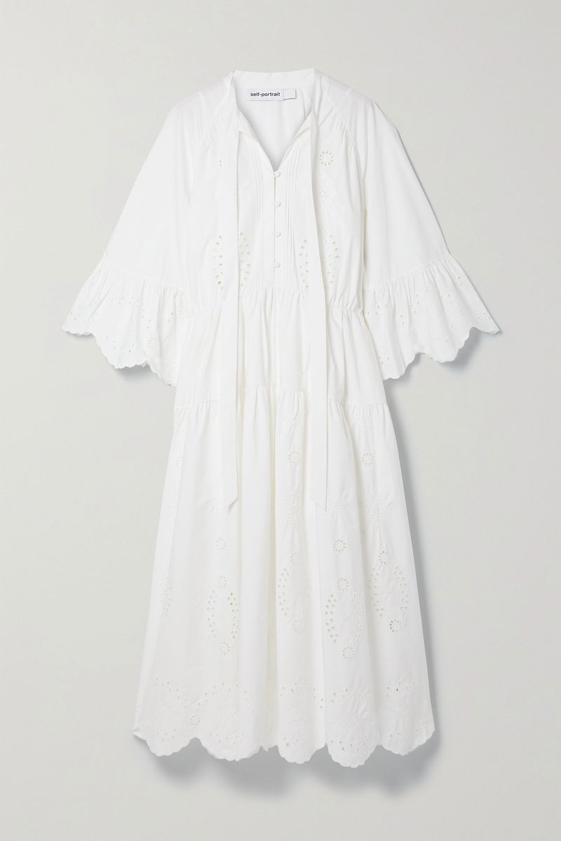self portrait white cotton broderie midi dress White Cotton Broderie Mini Dress self-portrait-US