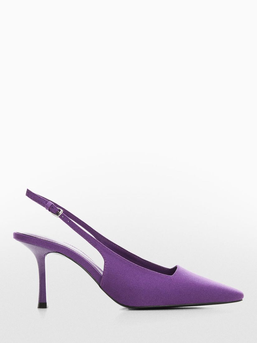 MANGO Pointed Square Toe Slingback Court Shoes in Medium Purple | endource