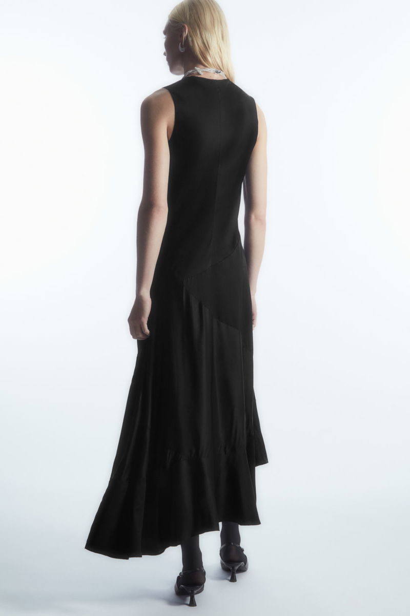 COS Asymmetric Satin Midi Dress | endource