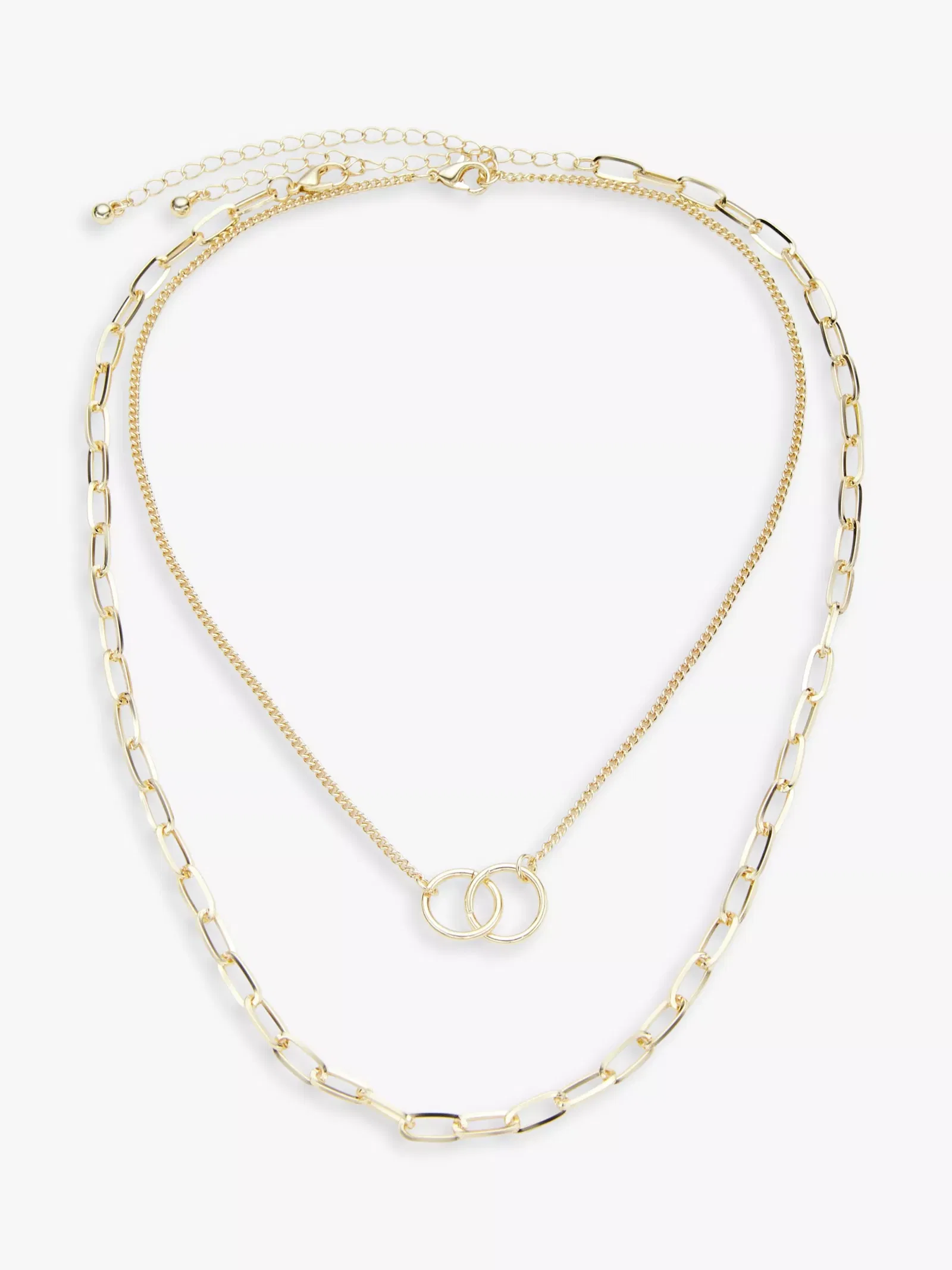 JOHN LEWIS Paperclip Link & Double Circle Chain Layered Necklace in