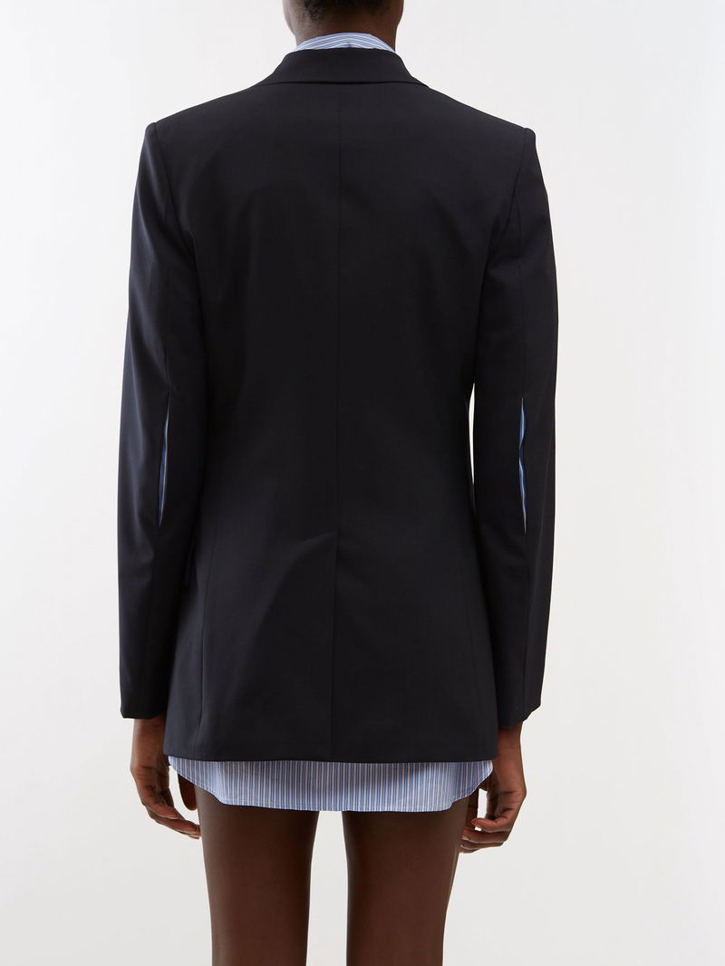 LOEWE Slit-Elbow Wool-Blend Twill Blazer in Blue | endource