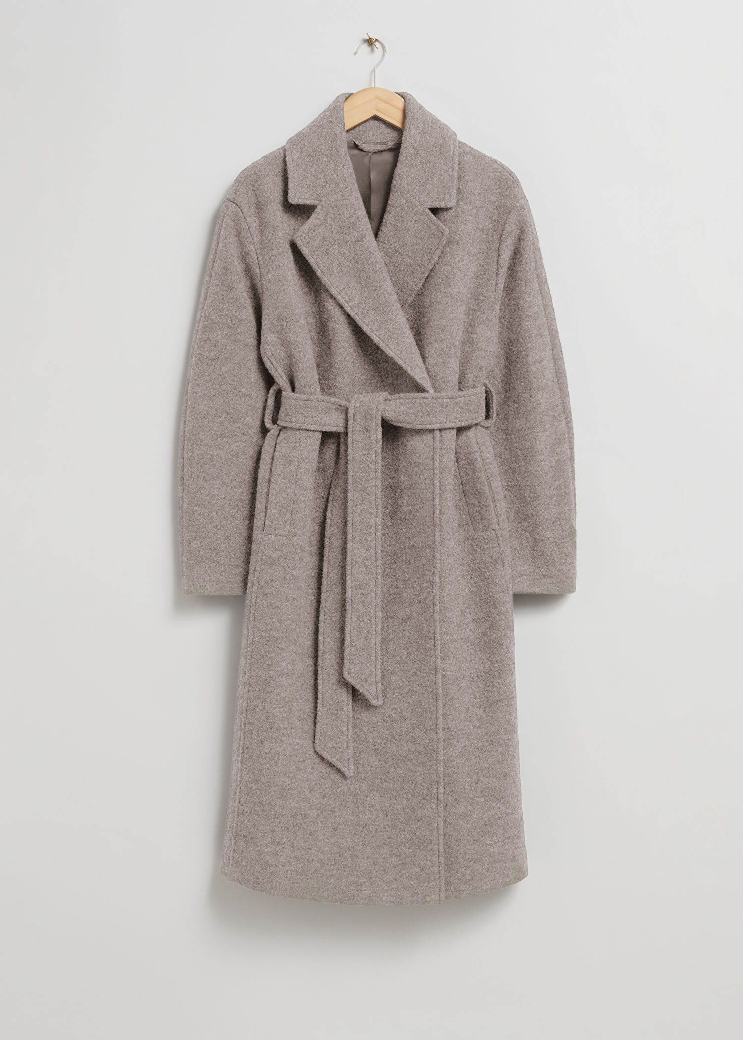 & OTHER STORIES Voluminous Belted Wool Coat in Beige | endource 