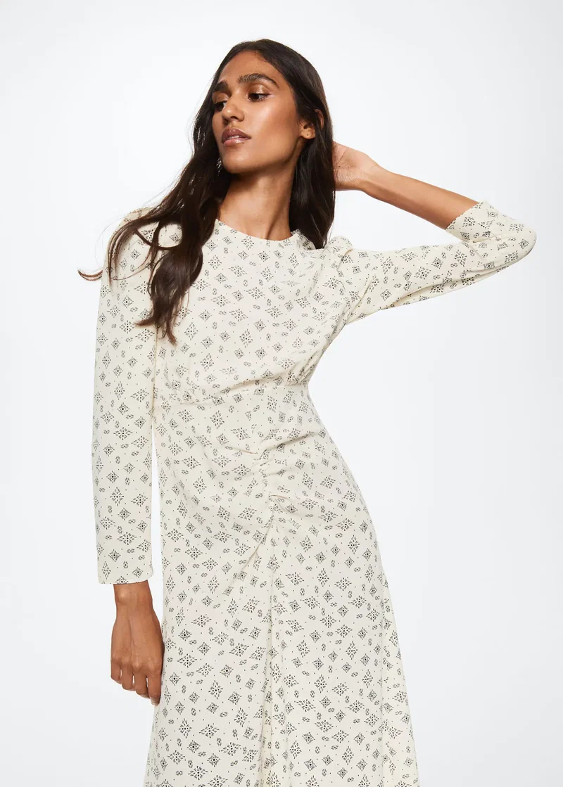 mango printed ruched dress Printed ruched dress