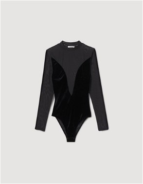 Black Corset panel jersey bodysuit, Versace