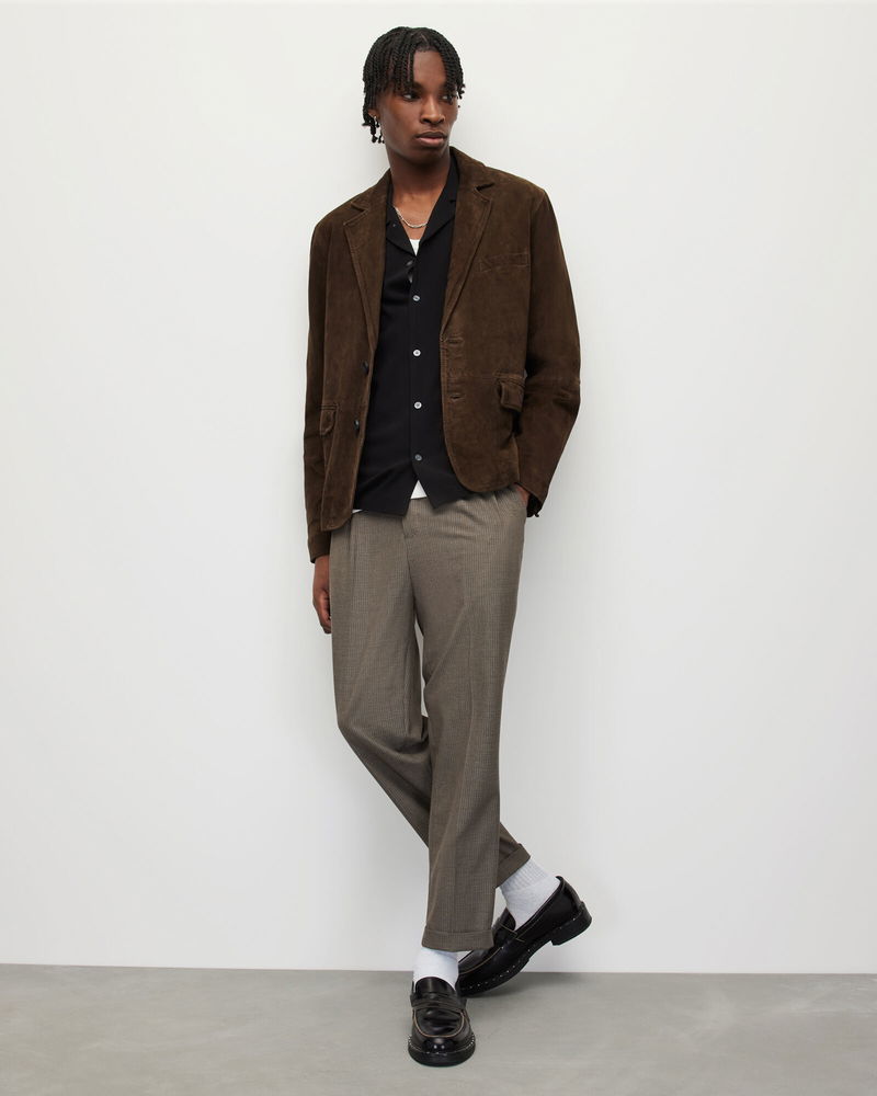 ALLSAINTS Hoku Suede Blazer in Chocolate Brown | Endource