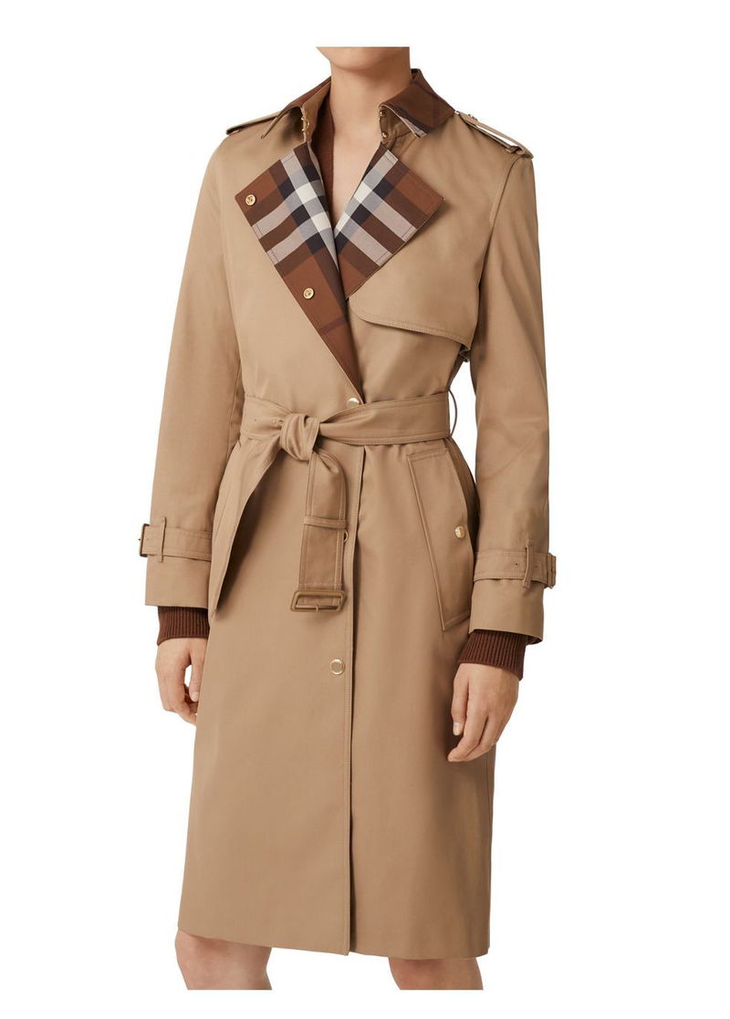 Burberry Check-Panel Trench Coat