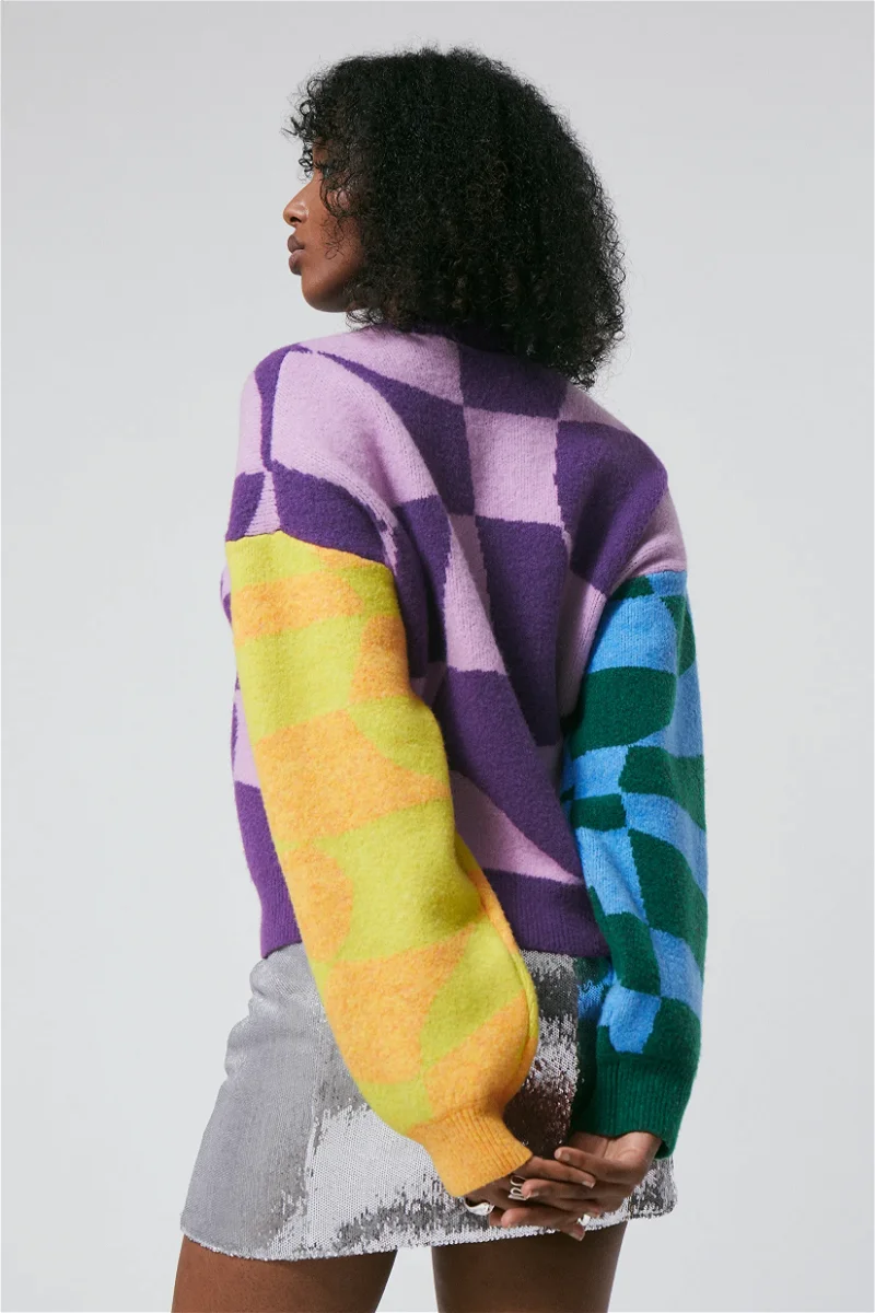 Weekday Aggie jacquard knit sweater in multi colour