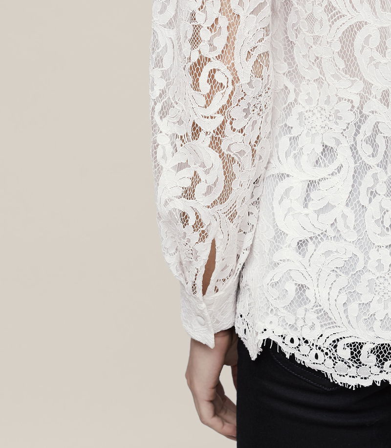 white lace long sleeve shirt