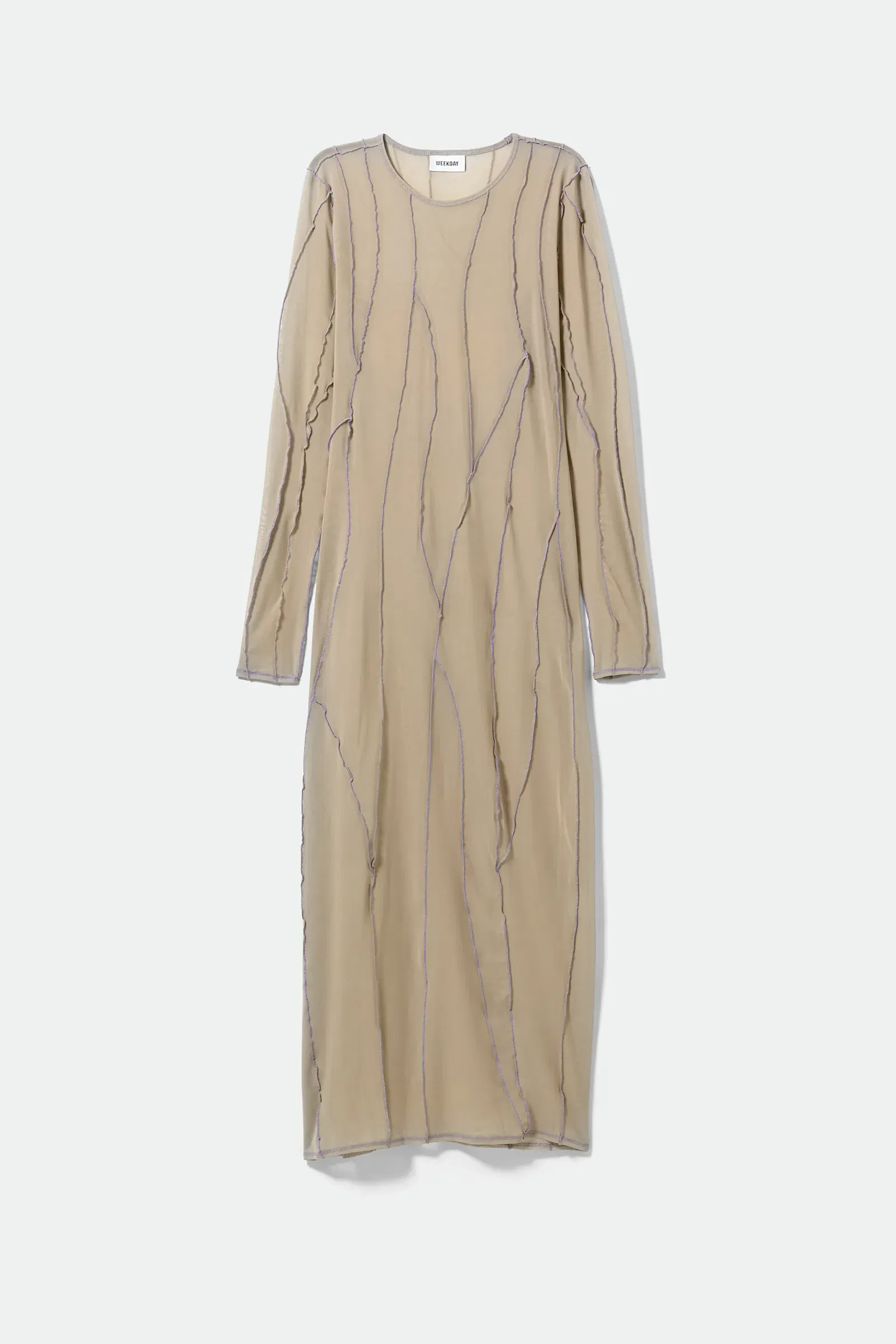 weekday mesh dress Weekday Net rhinestone mesh long sleeve maxi dress in silver