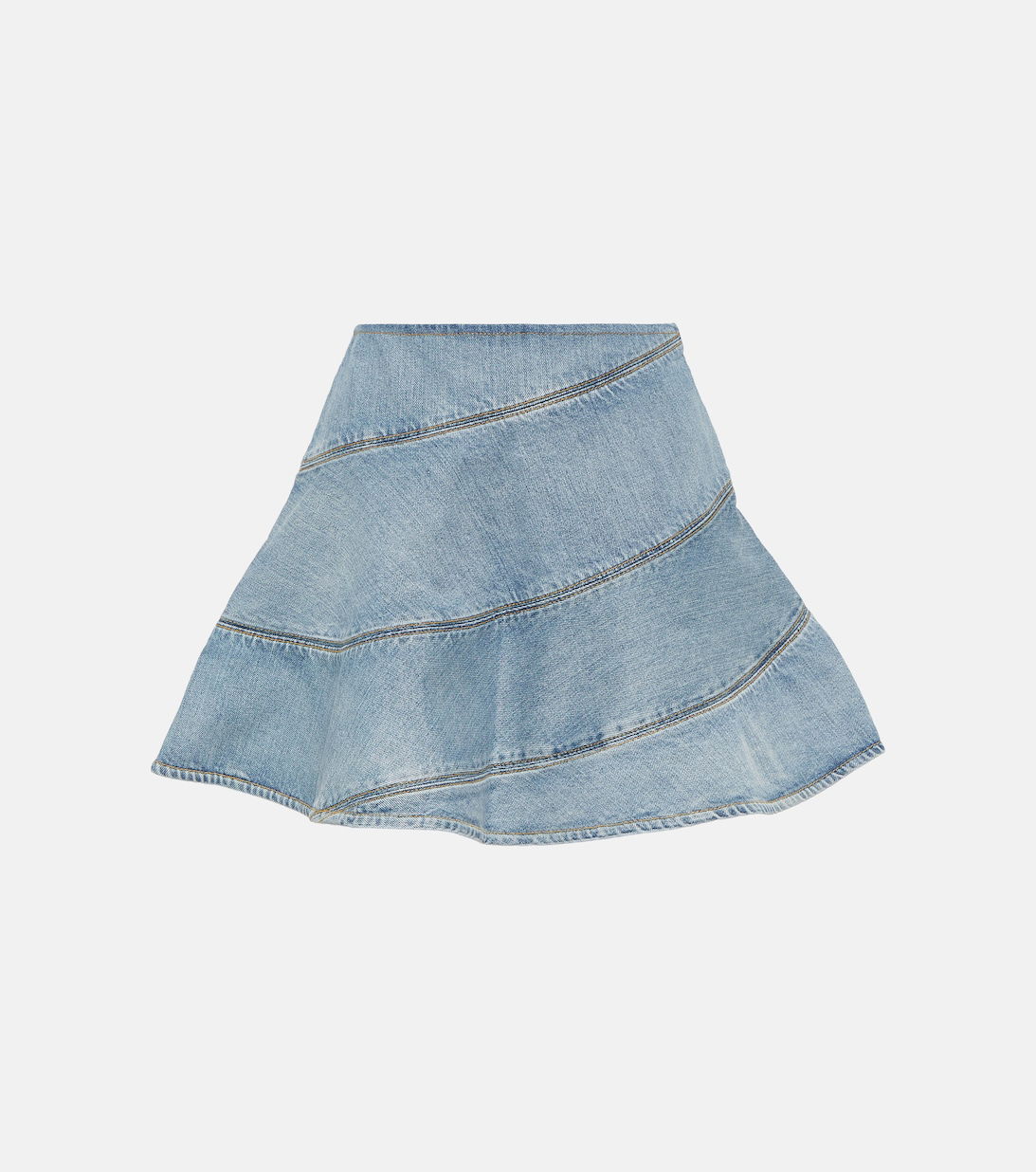 Zaria Embroidered Denim Pencil Skirt in Humble Abode