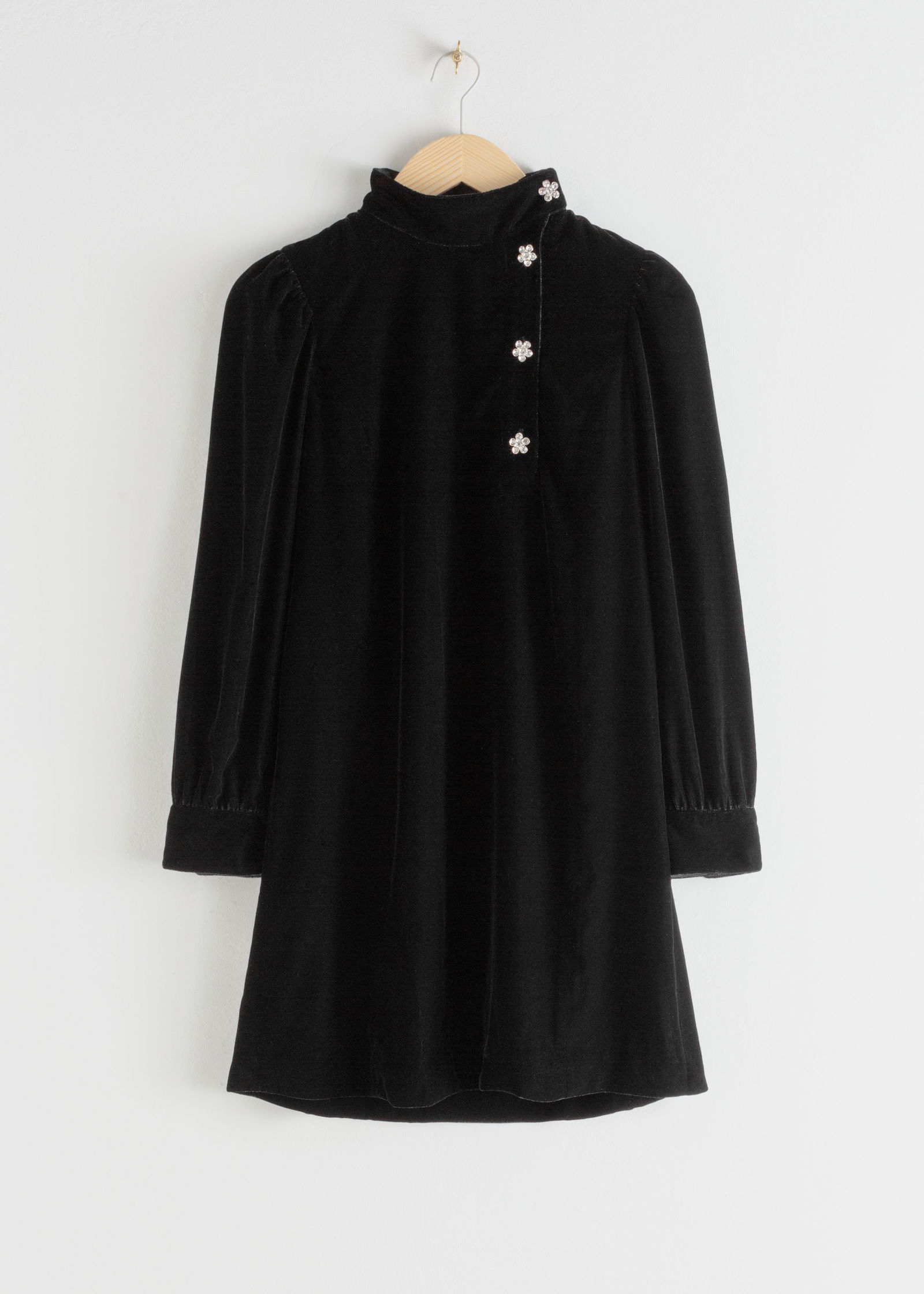 & OTHER STORIES Velvet Crystal Button Mini Dress | endource