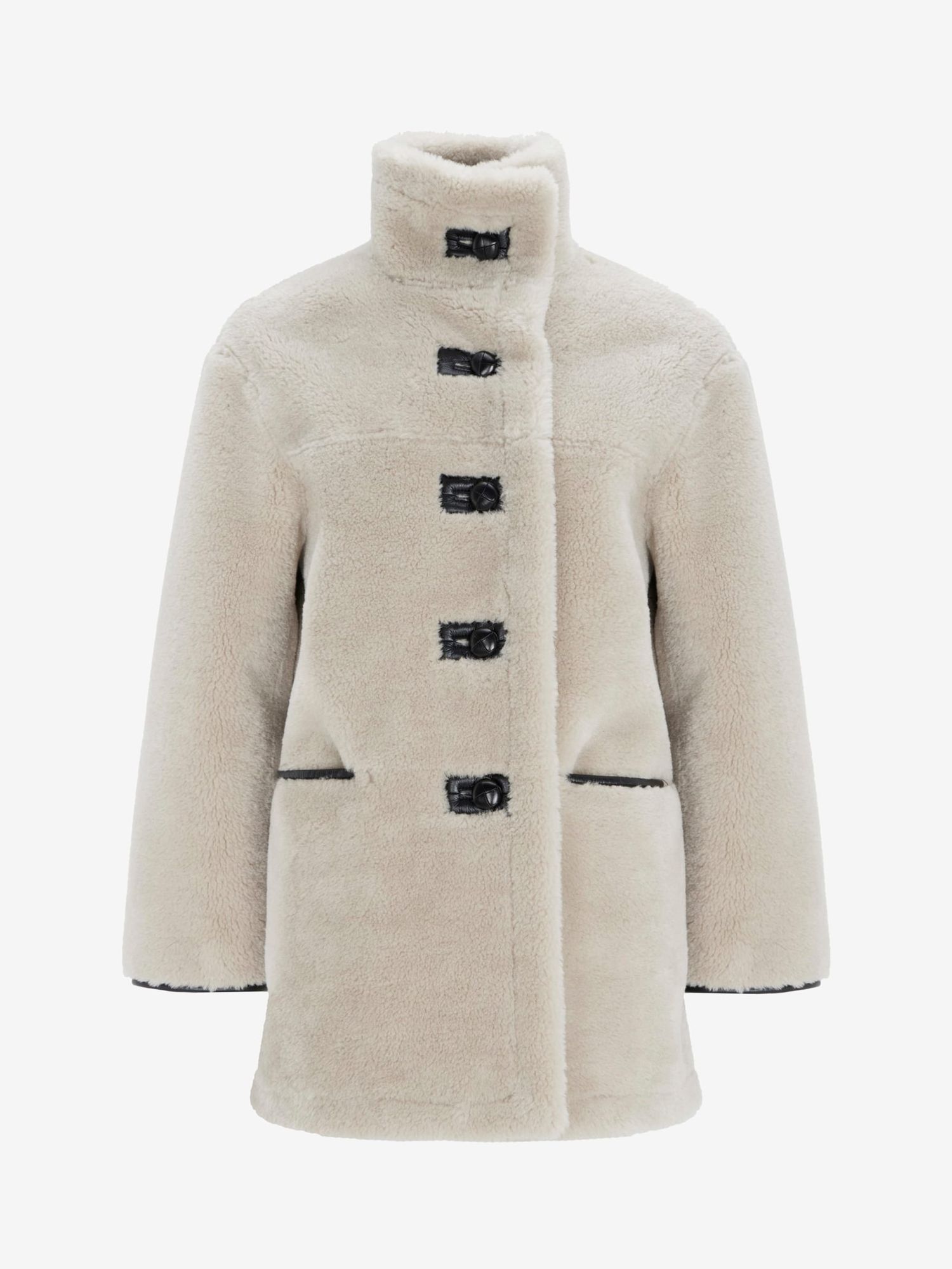 MINT VELVET Borg Funnel Neck Coat in Cream | Endource