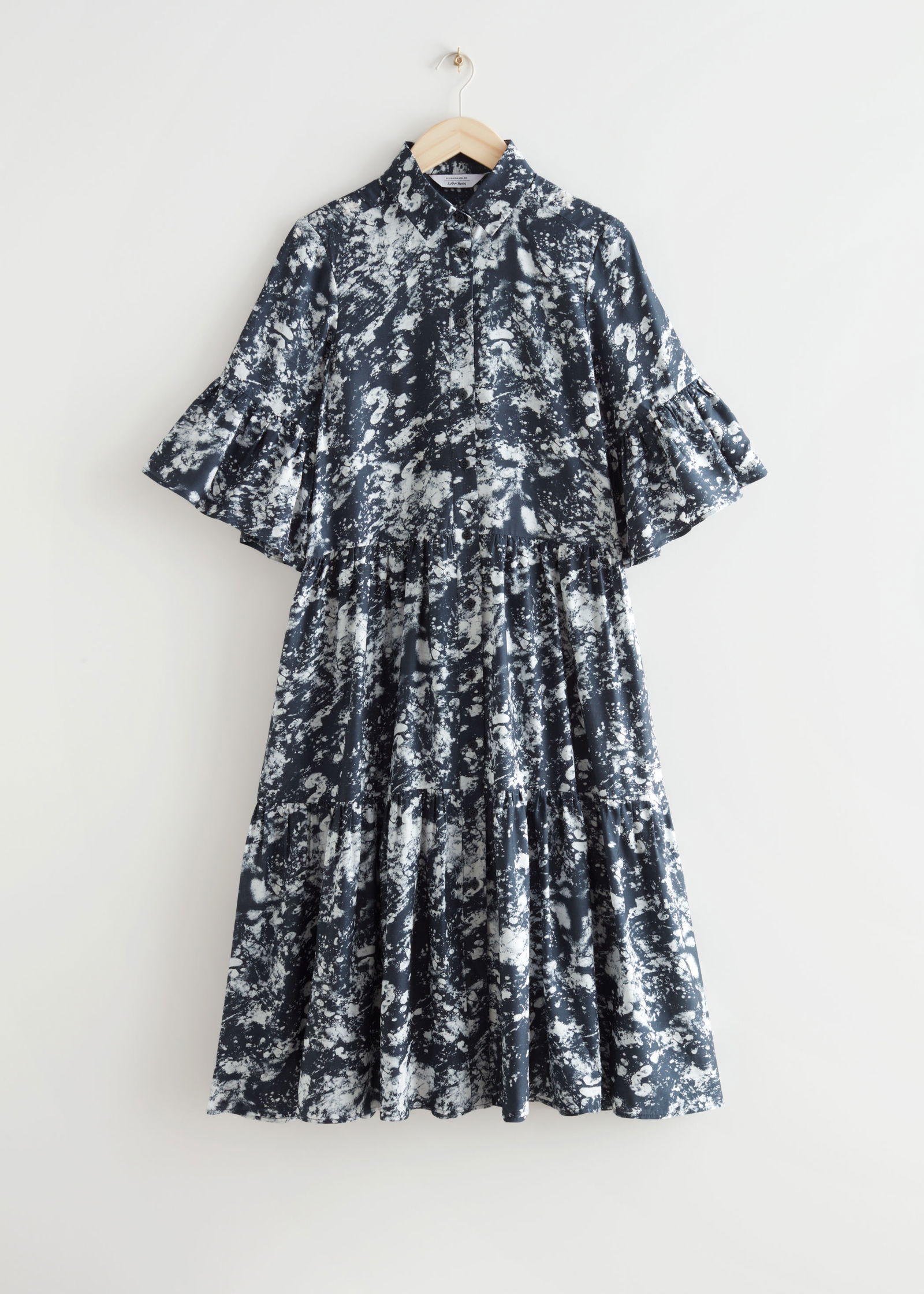 & OTHER STORIES Buttoned A-Line Midi Dress in Black Florals | endource