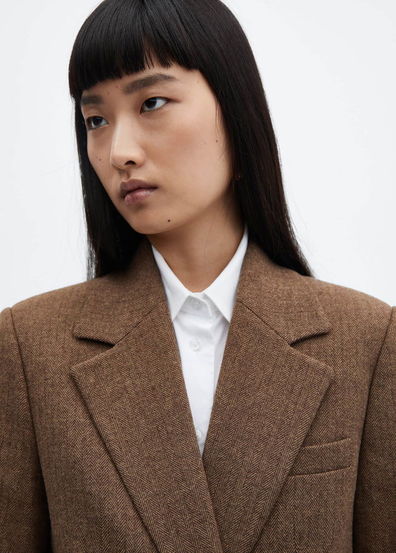 MANGO Herringbone Wool-Blend Blazer endource