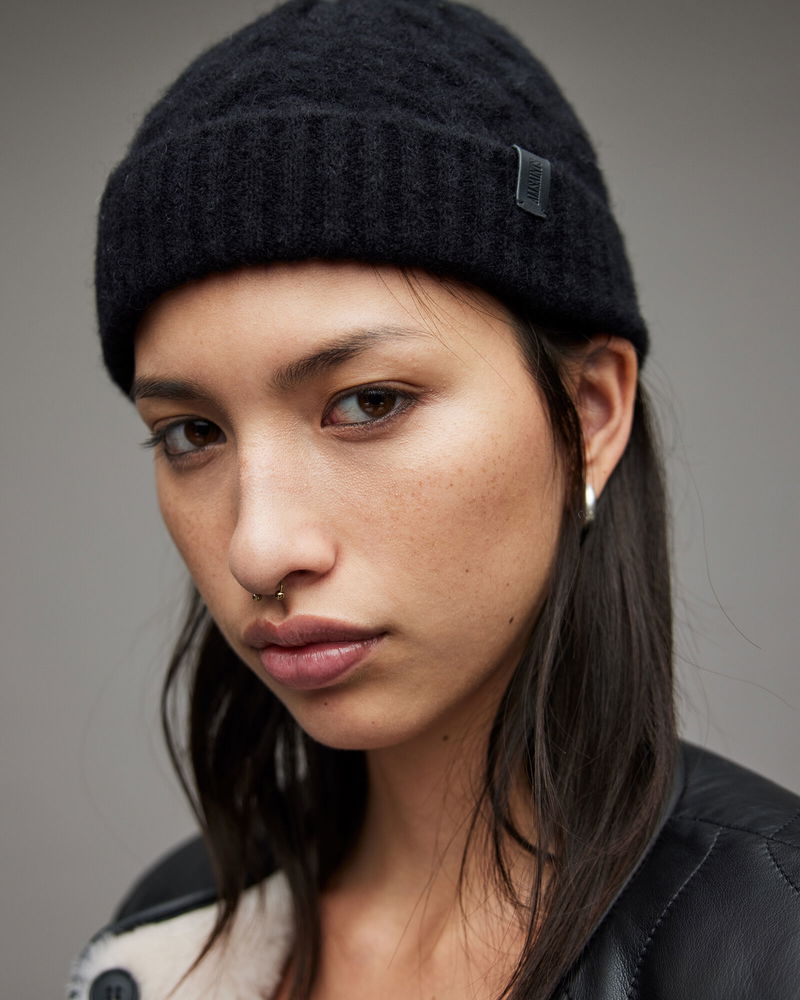 ALL SAINTS ❤️‍? CABLE KNIT BEANIE NWT Laurie Cable Knit Brushed Wool Beanie Black | ALLSAINTS main image 4