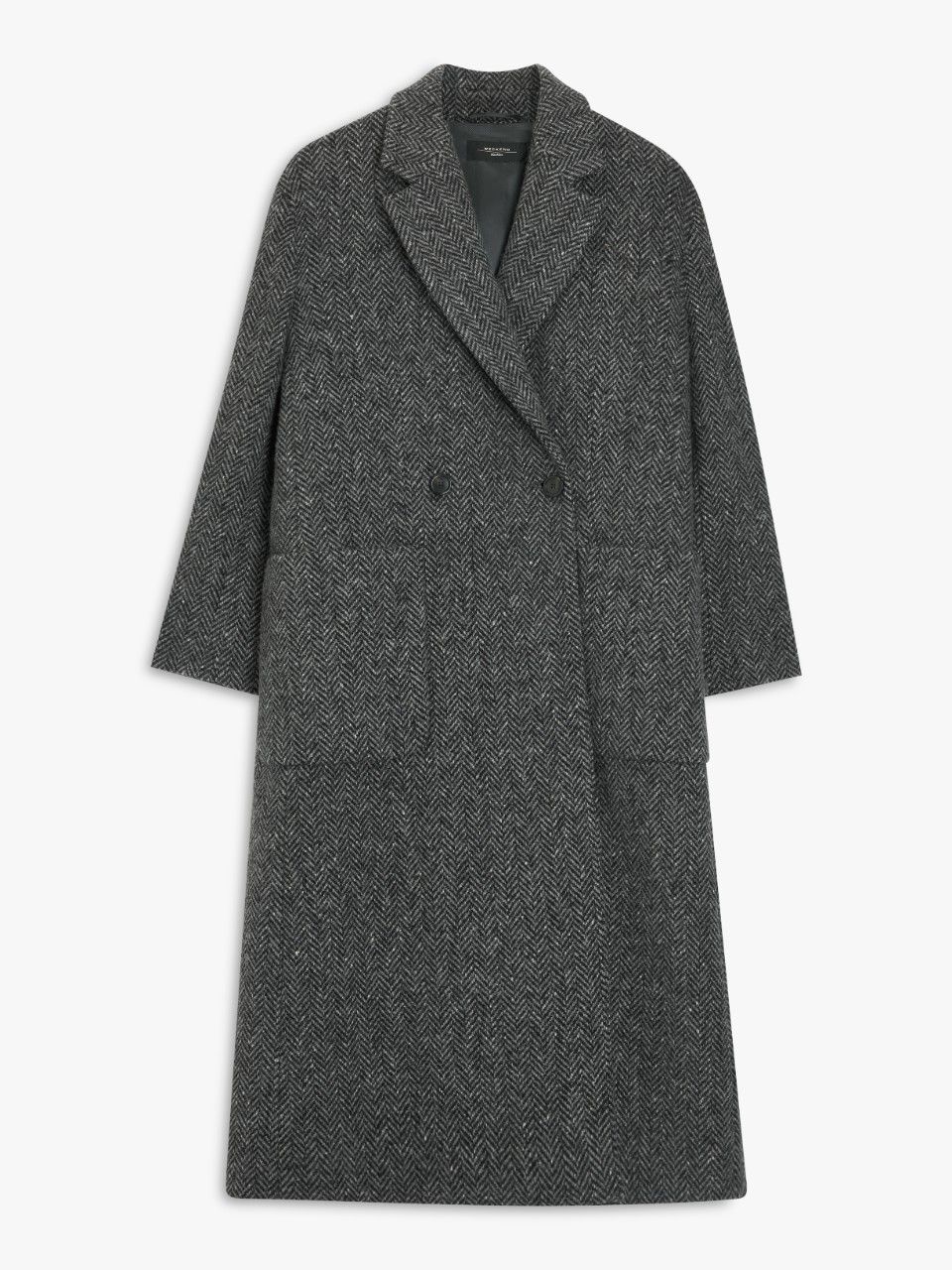 WEEKEND MAX MARA Este Wool Herringbone Coat in Dark Grey | Endource