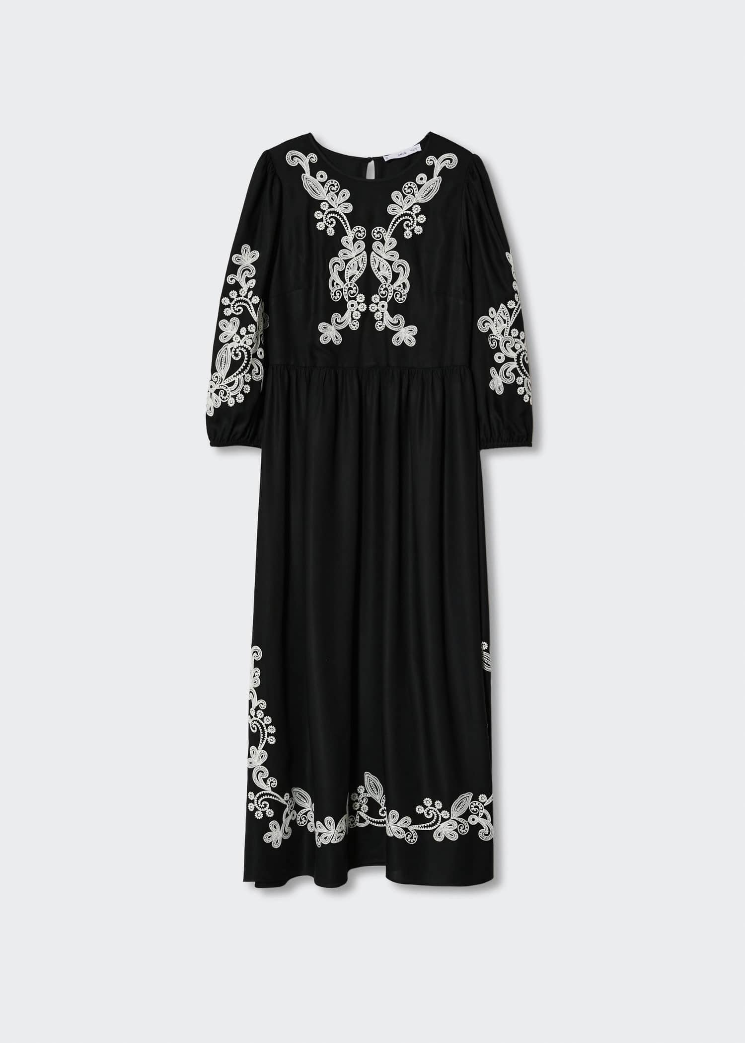 mango puff sleeve embroidered dress Sequin Embroidered Gown In Black Blue main image 0