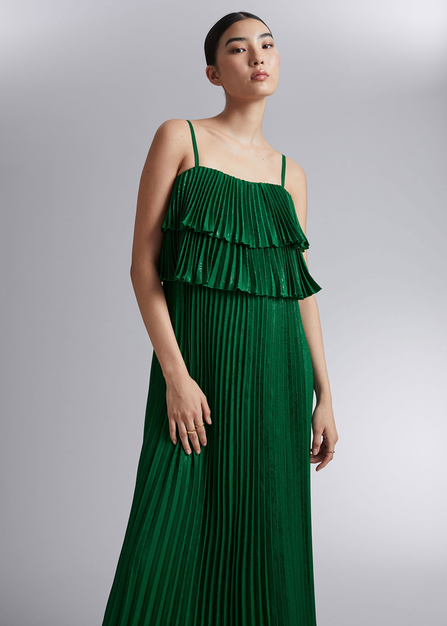 knee length dresses for ladies Esther Metallic Pleated Maxi Dress  Bloom West Boutique