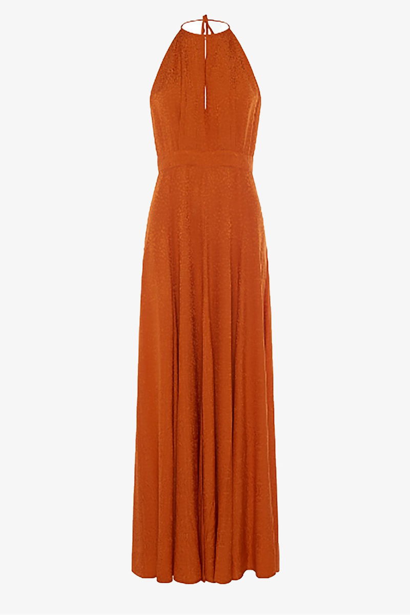 french connection burnt orange dress FRENCH CONNECTION Dua Drape Keyhole Maxi Dress