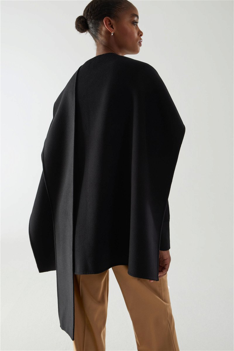 COS Wool Mix Hybrid Cape in Black | Endource
