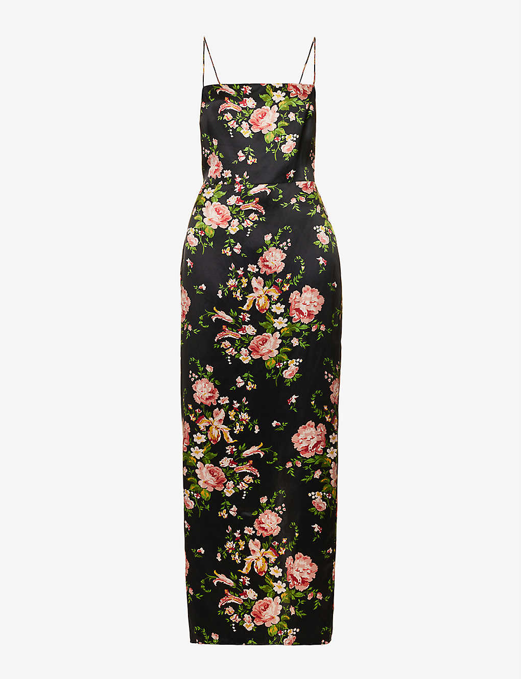 Reformation Frankie Floral Silk Dress In Chianti Endource