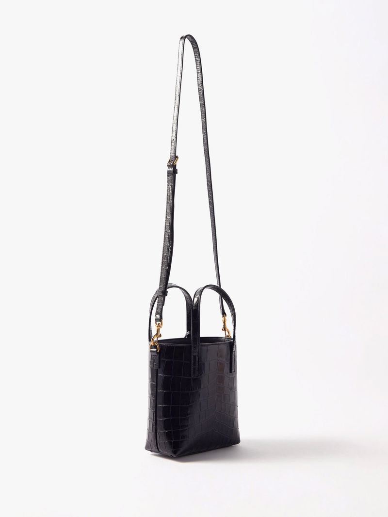 Croc-Effect Leather Tote Bag