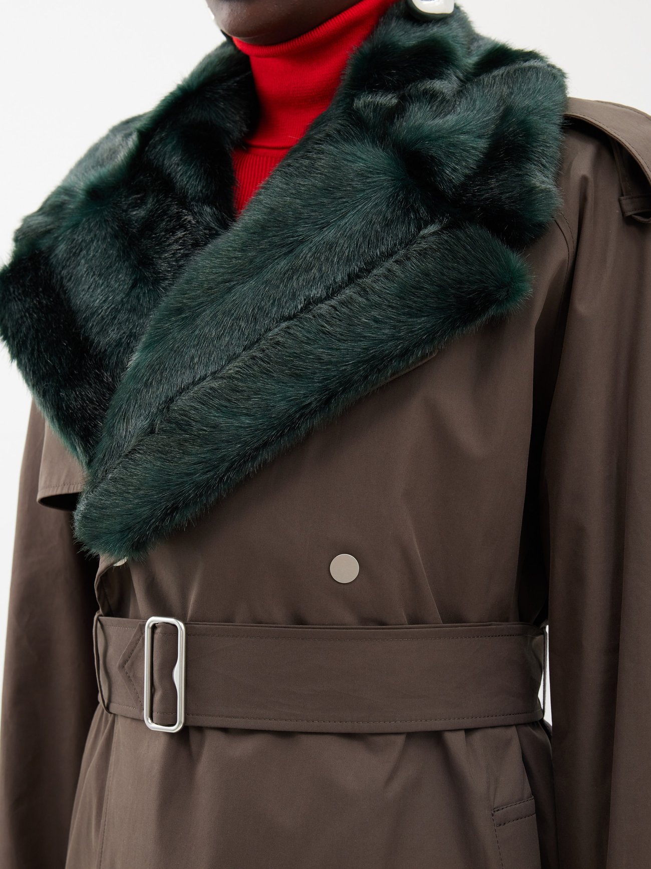 faux fur collar burberry fur trench coat