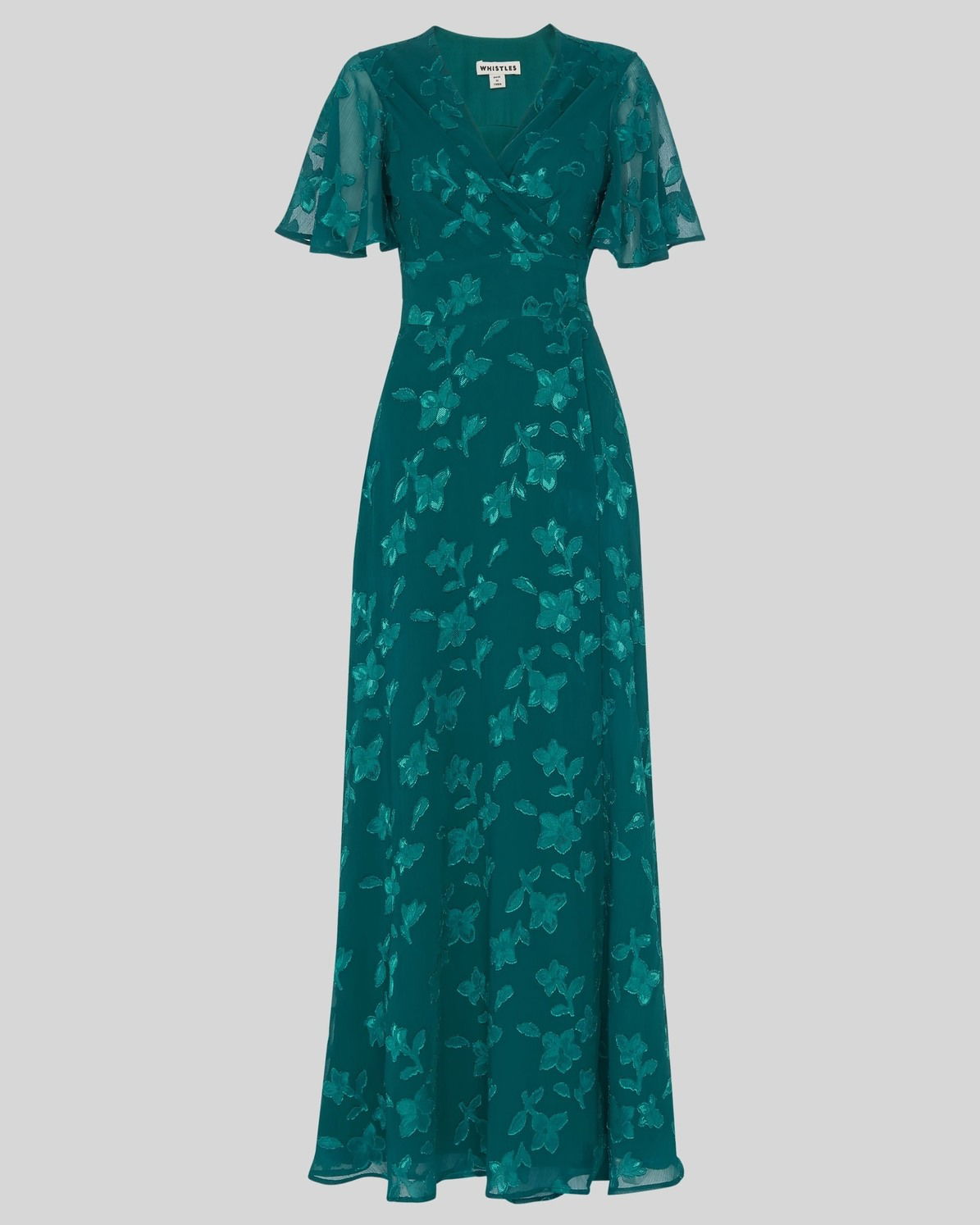 WHISTLES Robyn Jacquard Maxi Dress in Green Endource