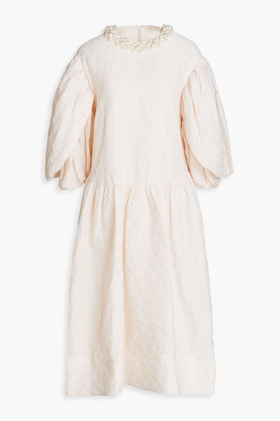 SIMONE ROCHA Gathered Embellished Jacquard Midi Dress in Neutral | endource