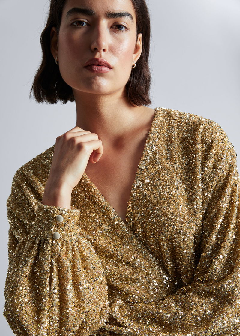 & OTHER STORIES Wrap-Effect Sequin Mini Dress | endource